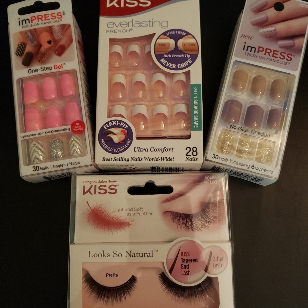 Kiss Impress Nails 3pk Bundle w/free Lashes